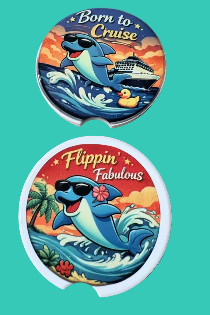 Cruising dolphin car coaster